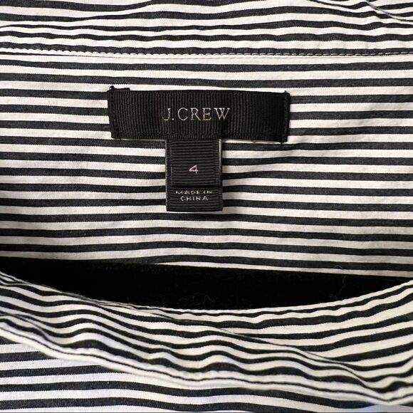 J Crew Black & White Striped Long-sleeve Hi-Low Blouse size 4 - Picture 5 of 5